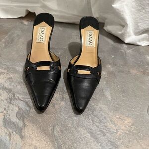 ISAAC MIZRAHI “Nimble” dress mules heels lizard texture